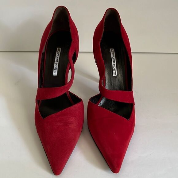 Giovanni Monte Red Suede Heels Size 38.5 - Picture 4 of 13